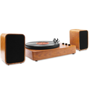 With Dual 15 Watt Speakers, High Fidelity Vinyl Record Player with Magnetic Cartridge, Belt-Drive, Natural Walnut