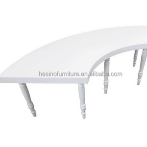 MDF top  white banquet serpentine s shape half moon dining hotel wedding  table