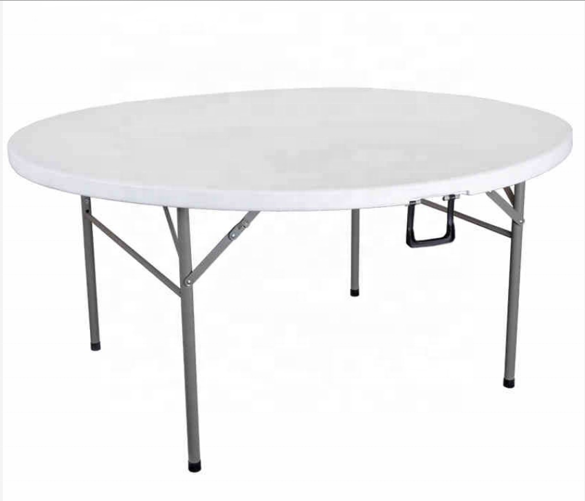 Plastic Folding table round used for banquet outdoor wedding folding tables 6 ft table chairs