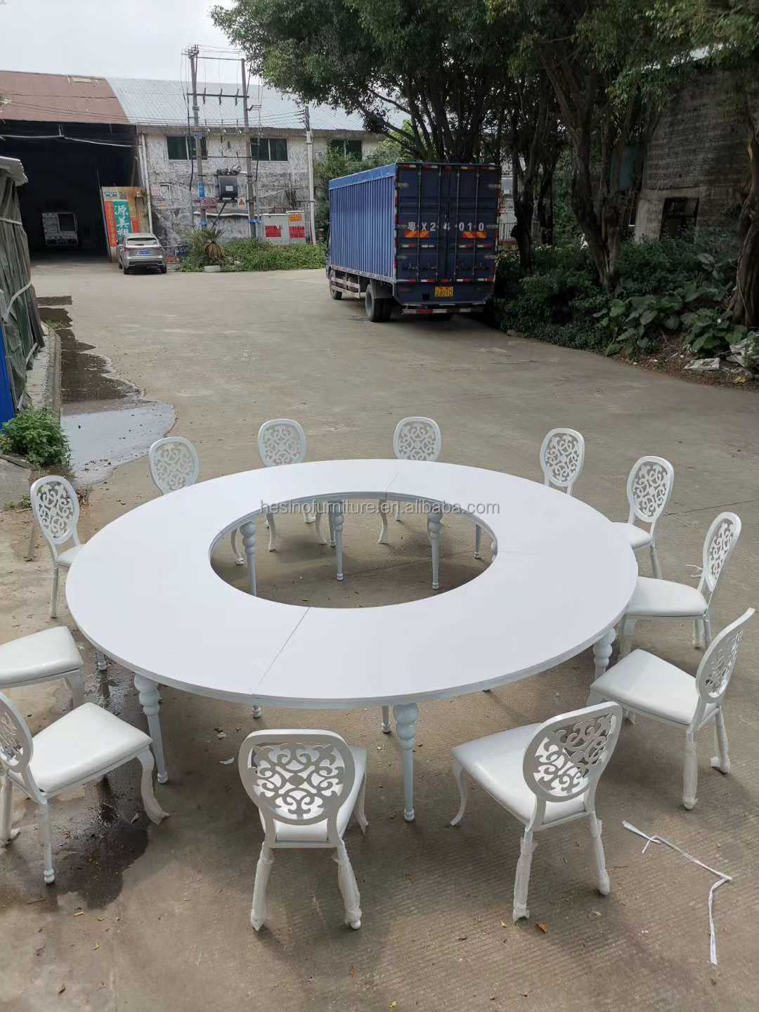 MDF top  white banquet serpentine s shape half moon dining hotel wedding  table