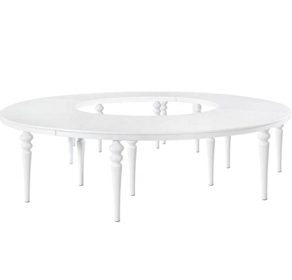 MDF top  white banquet serpentine s shape half moon dining hotel wedding  table