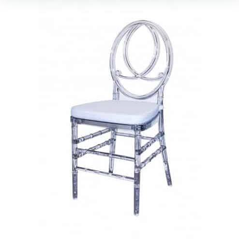 Hot Sell Plastic Resin Infinity Clear Phoenix Chair With Cushion Pad