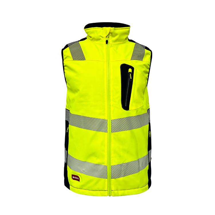 Men's Heat transfer segmented Bodywarmer Hivis safety Vest Winter Padding Reflective vset