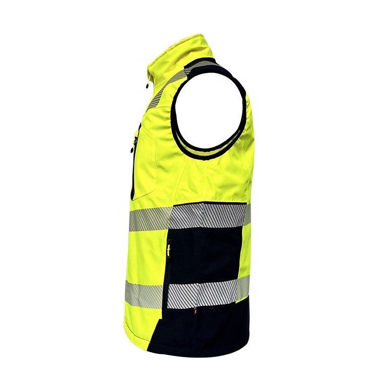 Men's Heat transfer segmented Bodywarmer Hivis safety Vest Winter Padding Reflective vset