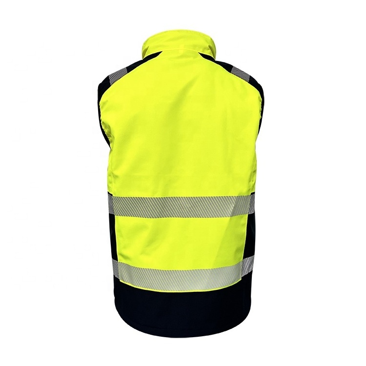 Men's Heat transfer segmented Bodywarmer Hivis safety Vest Winter Padding Reflective vset