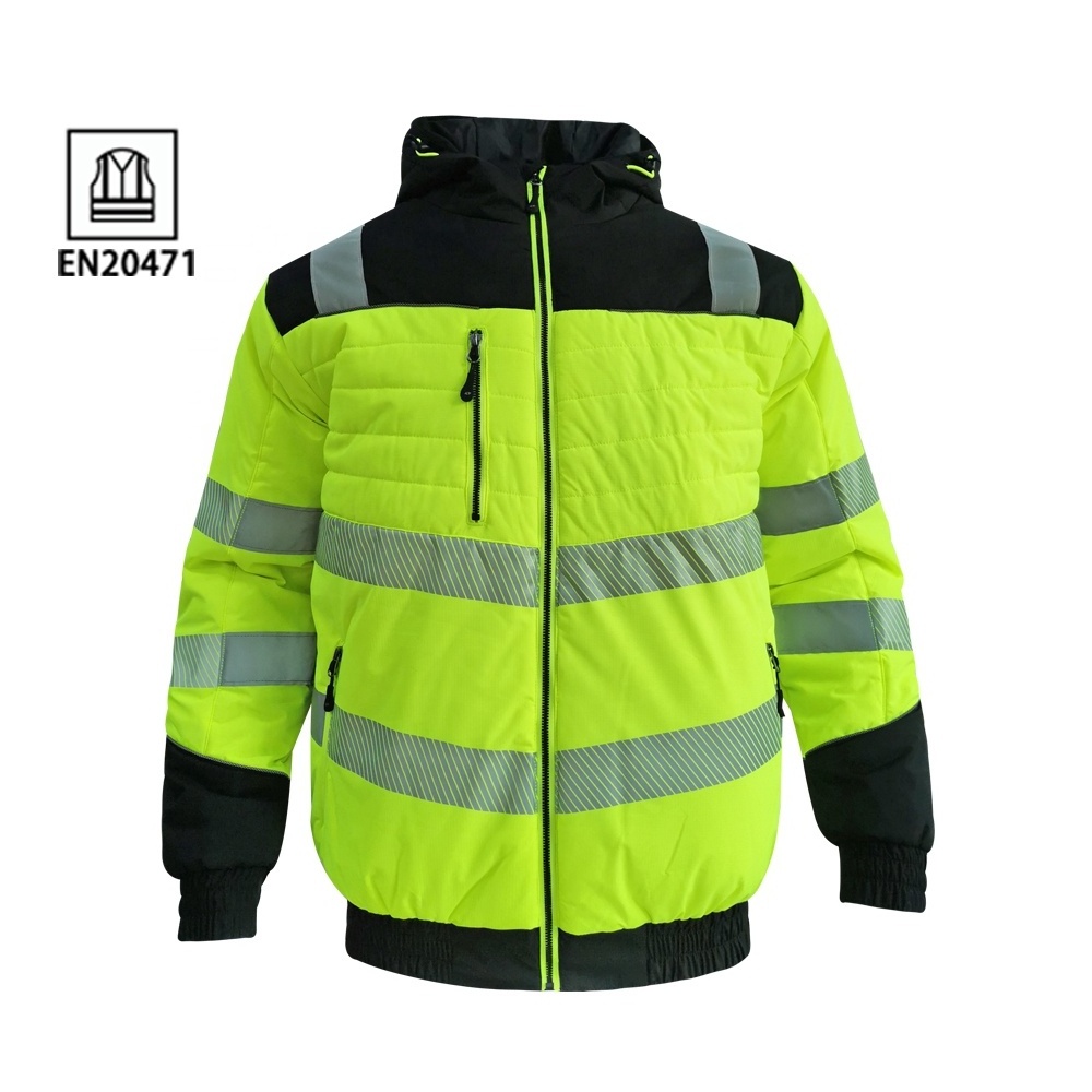 Roadway clothing quilt padded winter coat reflective safety jackets