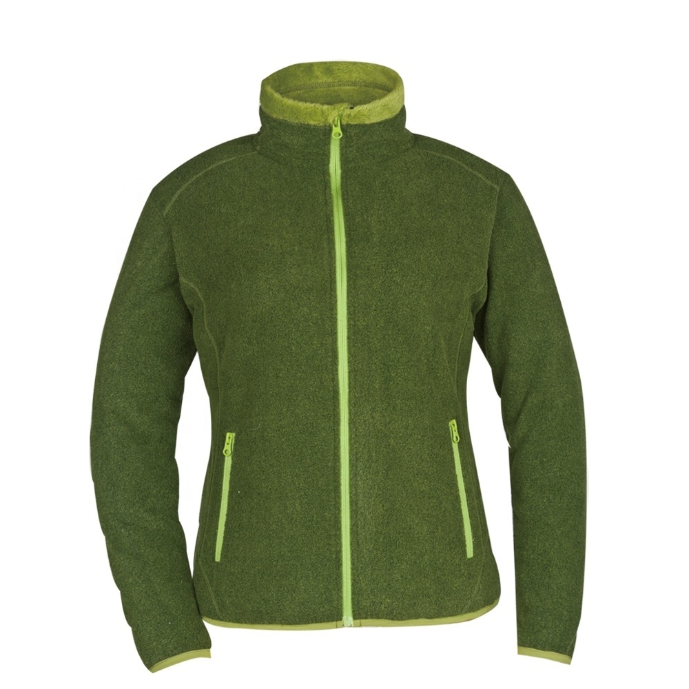 High quality autumn winter windbreaker polyester fleece zipper jacket without hood