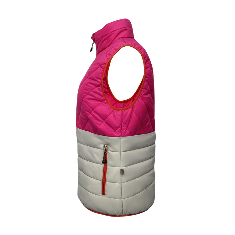 Winter padding wear sleeveless pink women padded bubble puffer vest