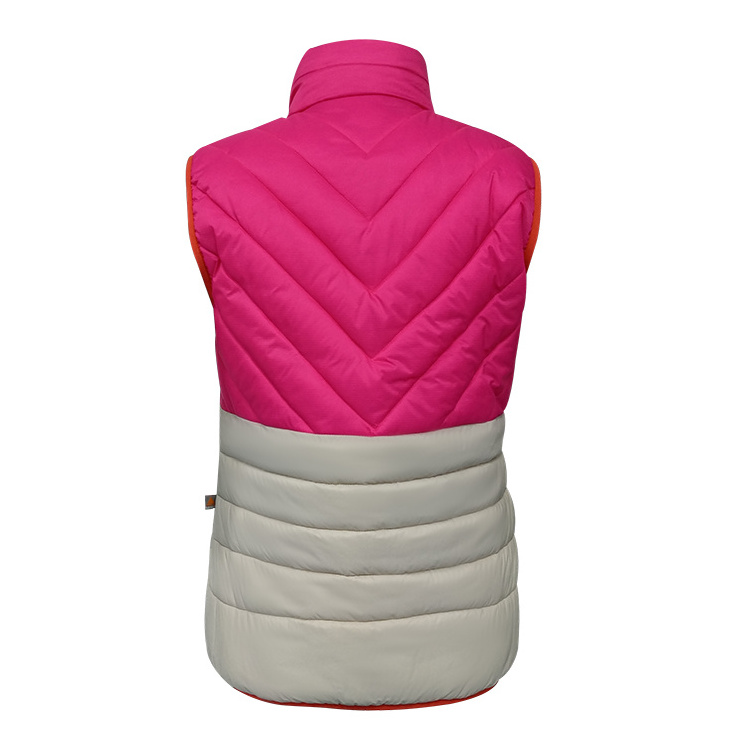 Winter padding wear sleeveless pink women padded bubble puffer vest