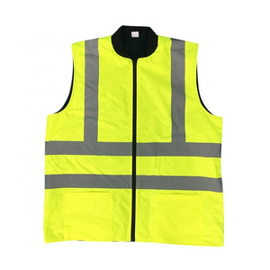 Reversible Bodywarmer Oxford PU Coating Vest Fleece High Visibility Workwear Safety Vest