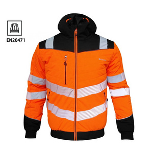 Roadway clothing quilt padded winter coat reflective safety jackets