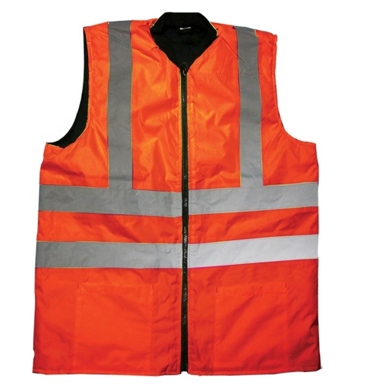 Hi vis security clothing reflective safety vest for men reversible bodywarmer