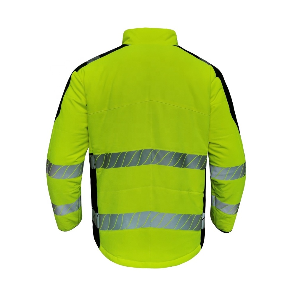 Custom men safety high visibility safety clothes reflective coat men winter padding jacket