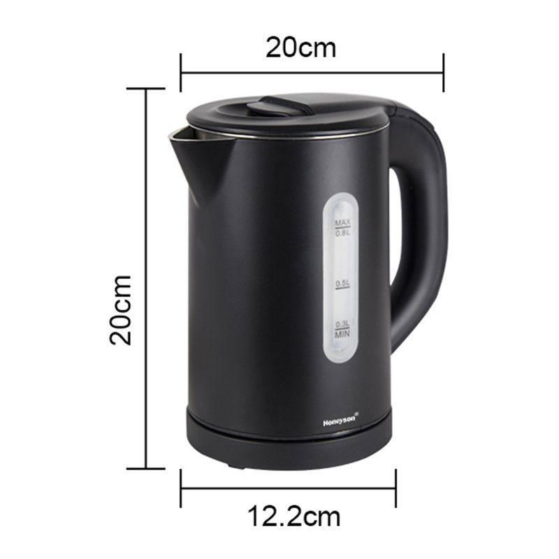 Best Seller Hotel Guest Room Automatic Shut Off 0.8L Stainless Steel Mini Electric Kettle with Led Light for Hotel