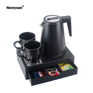 Honeyson new luxury design hotel electric kettle drawer tray set