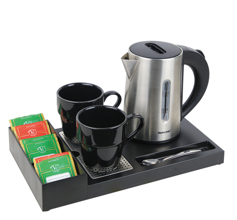 Honeyson hotel room silver 0.6L cordless electric tea kettle tray