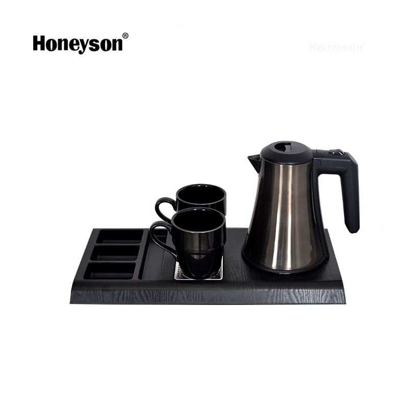 Honeyson electric water kettle with teapot set tray for hotel in room