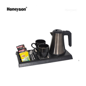 Honeyson electric water kettle with teapot set tray for hotel in room