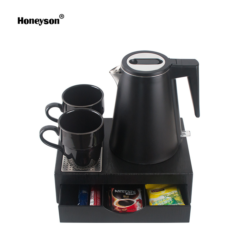 Honeyson new luxury design hotel electric kettle drawer tray set