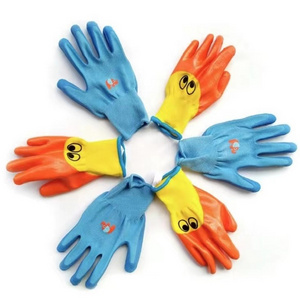 Children hand protection polyester knit Nitrile Rubber coated Safety cute Kids Gardening Gloves