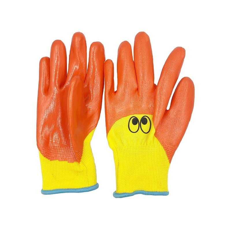 Children hand protection polyester knit Nitrile Rubber coated Safety cute Kids Gardening Gloves