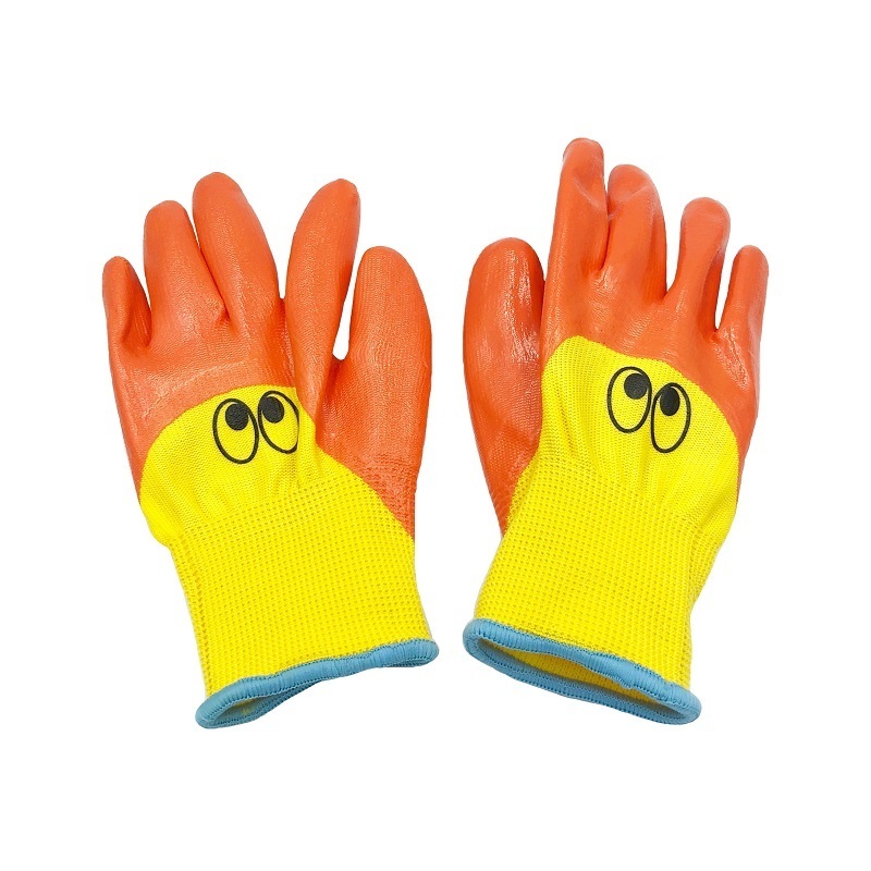 Children hand protection polyester knit Nitrile Rubber coated Safety cute Kids Gardening Gloves