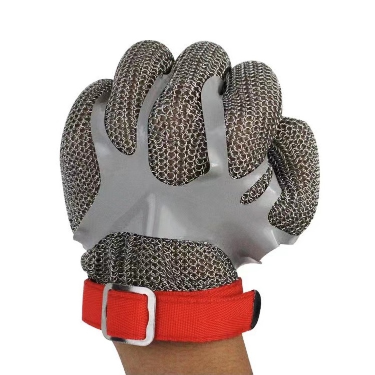 Food grade 304L Cut Resistant Stainless Steel Mesh Chain Mail gloves Five Finger Metal Meat cut Butcher glove