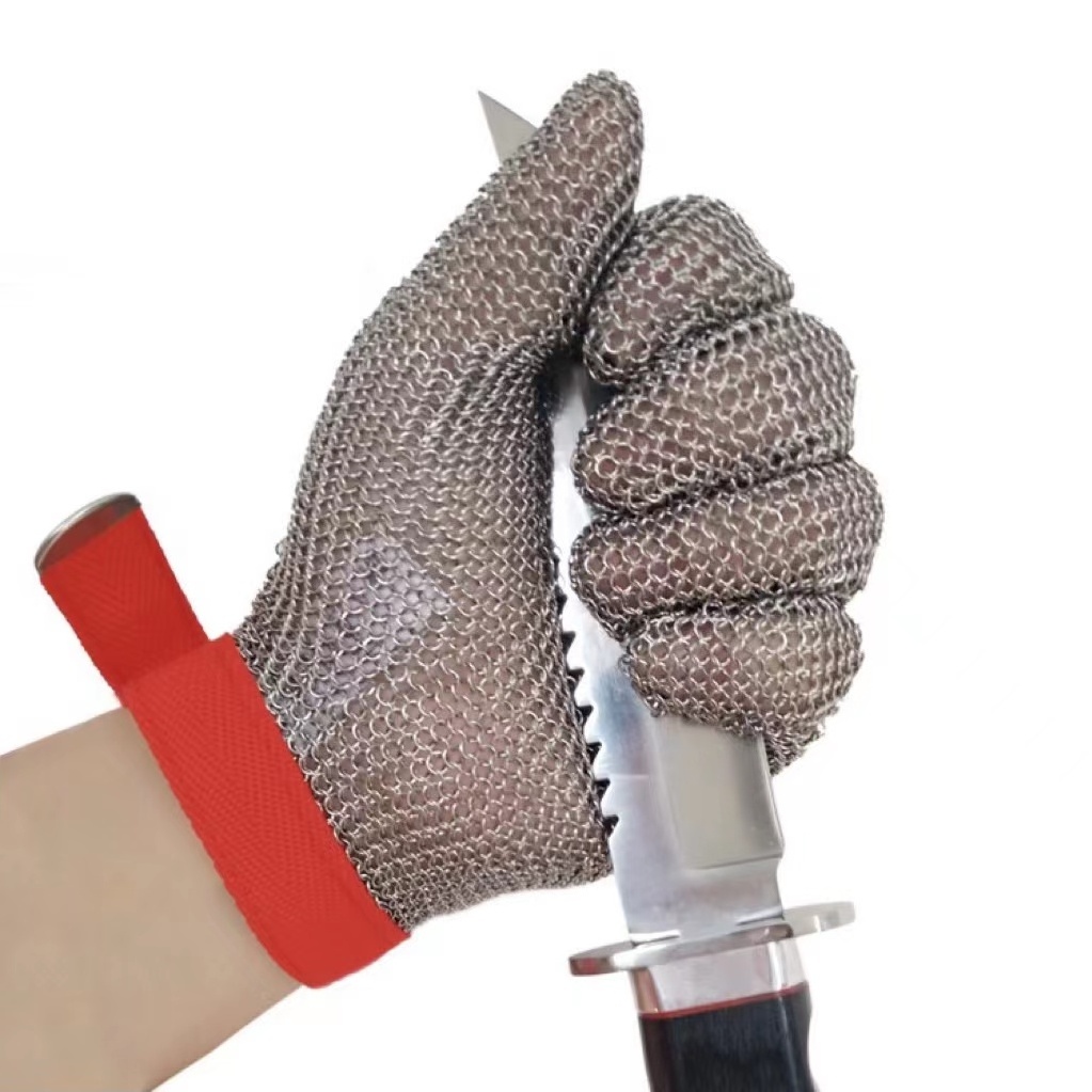 Food grade 304L Cut Resistant Stainless Steel Mesh Chain Mail gloves Five Finger Metal Meat cut Butcher glove