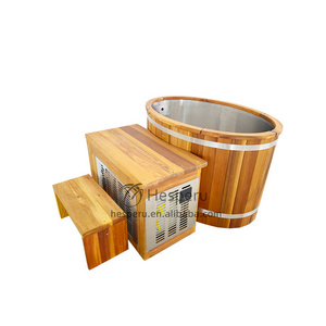 Cold bath tub red cedar cold plunge ice bath with chiller 316 stainless steel inner tank cold plunge bath custom size