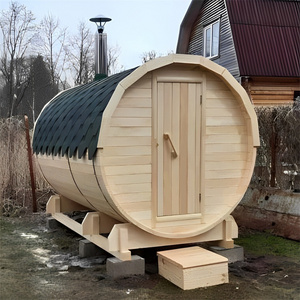 The Factory Supplies Panoramic Barrel Saunas Wooden Outdoor Red Cedar Saunas With Sauna Stoves