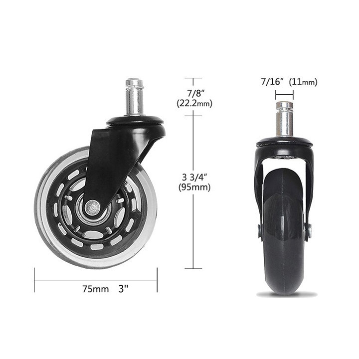 rollerblade caster wheels 3 inch black silicone office chair caster wheel