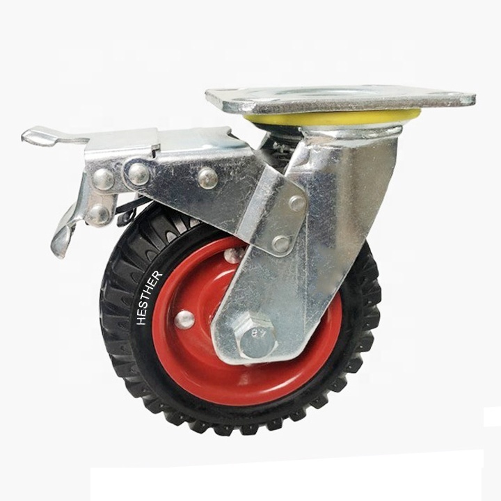 heavy duty  industrial outdoor trolly caster size 6 inch flat free caster wheels