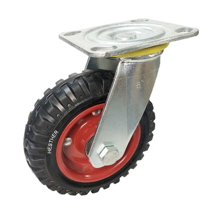 heavy duty  industrial outdoor trolly caster size 6 inch flat free caster wheels