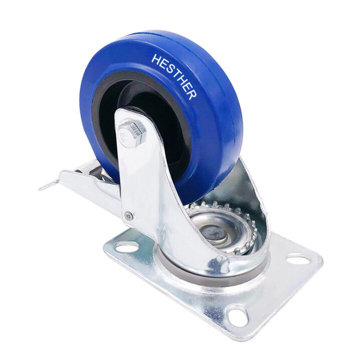 factory price elastic rubber caster blue swivel wheels for trailers