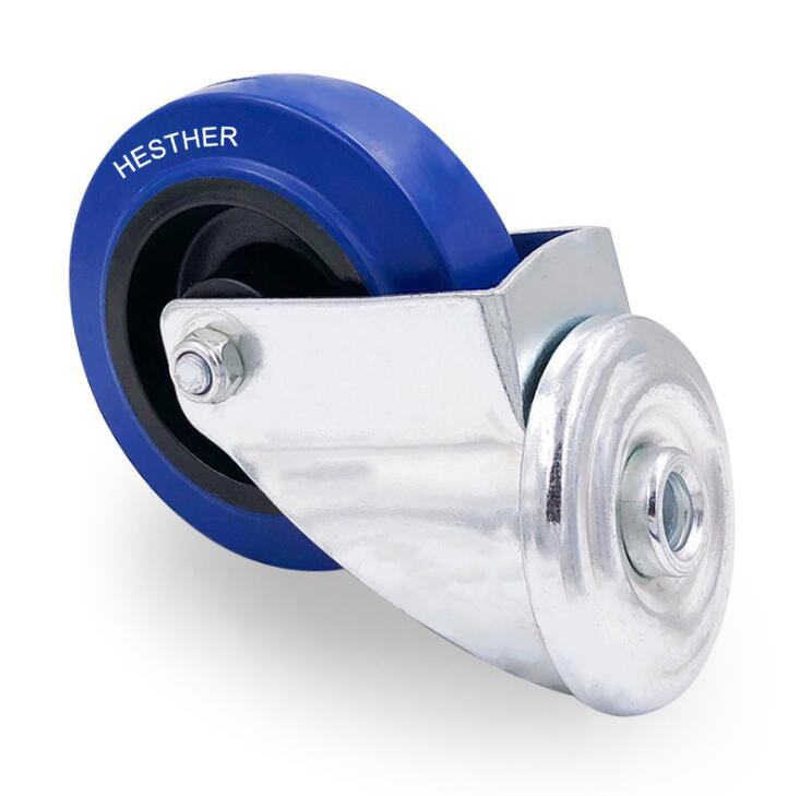 factory price elastic rubber caster blue swivel wheels for trailers