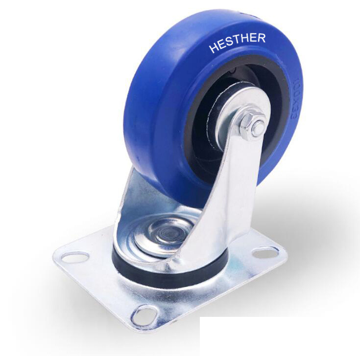 factory price elastic rubber caster blue swivel wheels for trailers