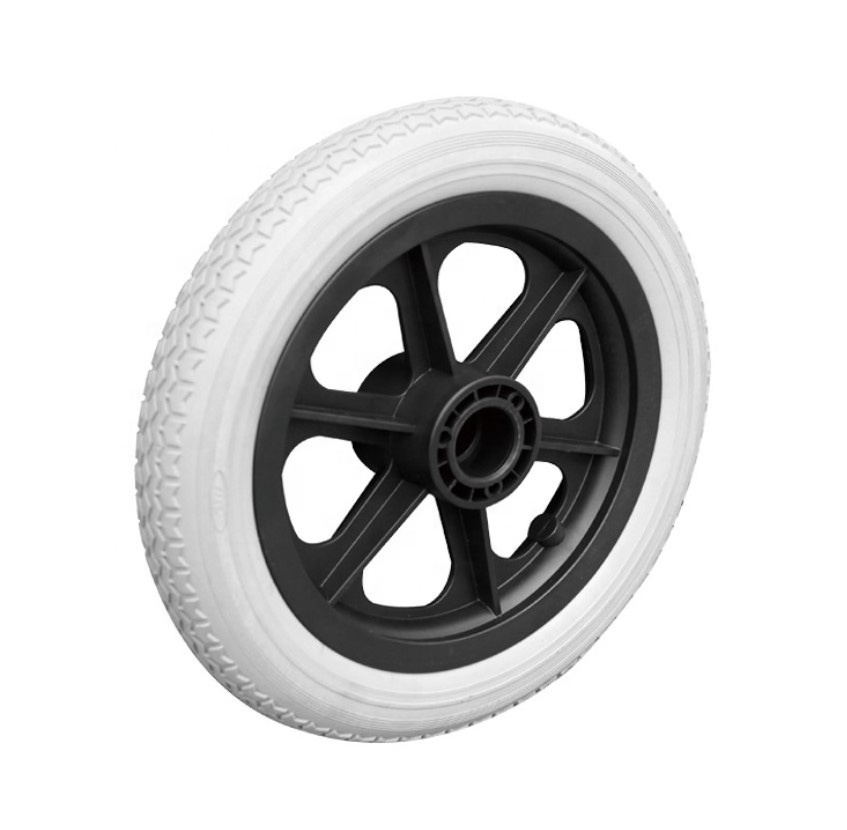 6 7 8 12 inch trolly wheels plastic flat free pu wheels for trolley