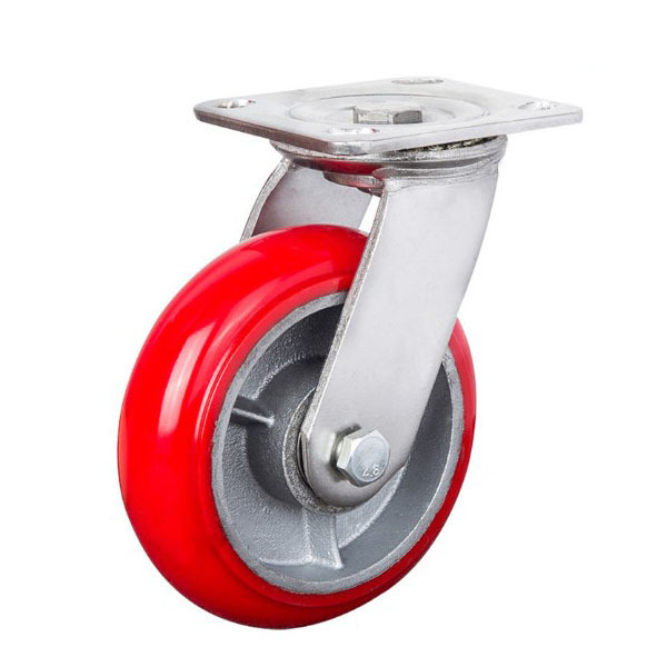 heavy duty cast iron core caster wheels Pu wheel industrial caster