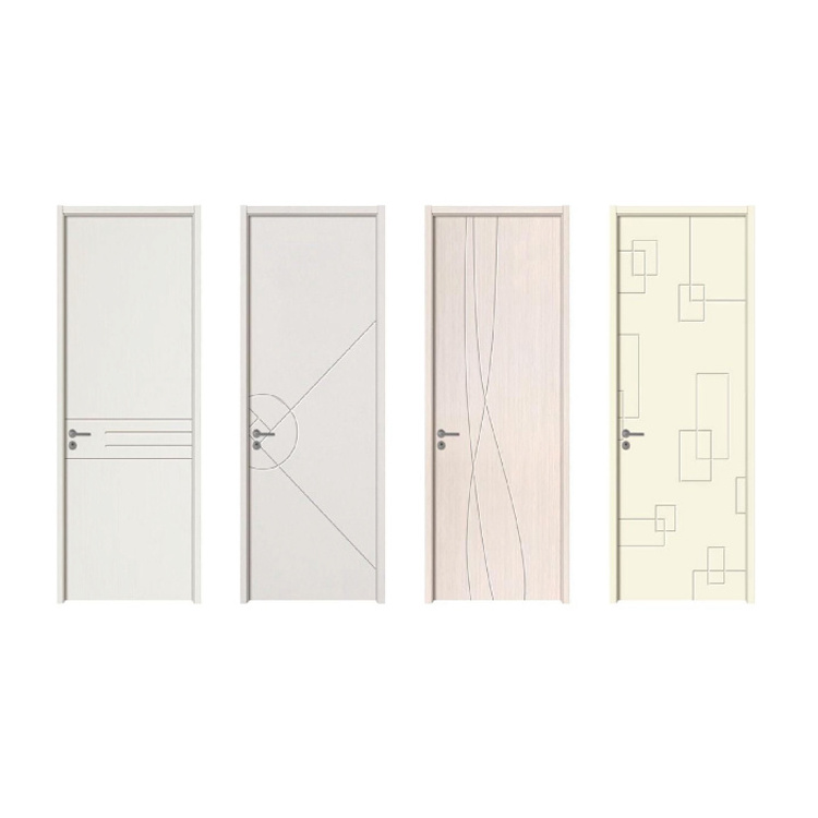 PVC wooden doors for houses interior swing wood door sets waterproof latest new design pictures frame and accessories handle