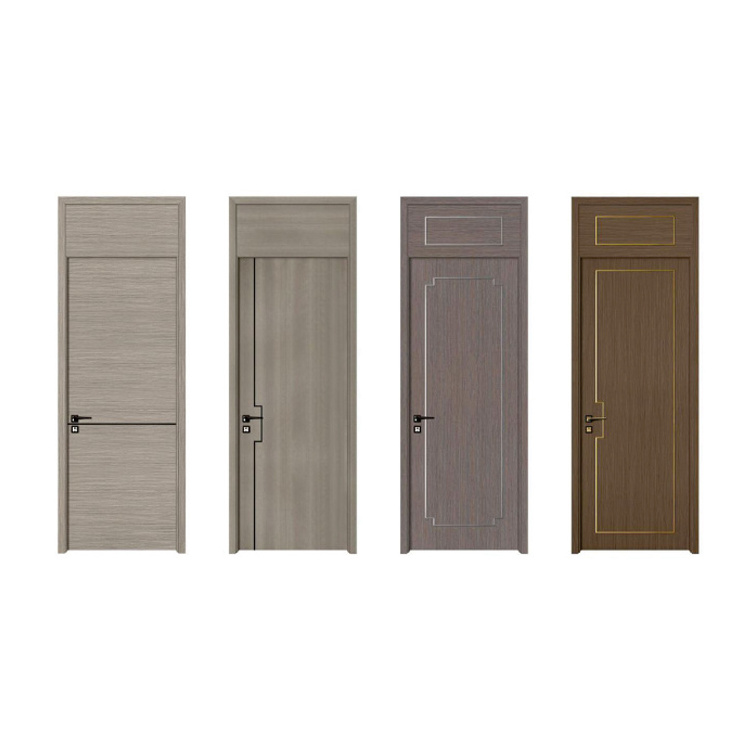 PVC wooden doors for houses interior swing wood door sets waterproof latest new design pictures frame and accessories handle