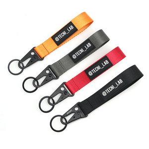 Custom PVC Rubber Patch Luxury Stitching PU Leather Car Motorcycle Wrist Strap Jet Tag Nylon Lanyard Wristlet Keychain