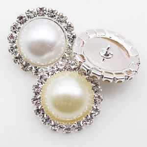 Metal Stone Diamond Sliver Buttons for Jacket Suit Coat Retro Vintage Round Crystal Ivory Faux Pearl Rhinestone Button