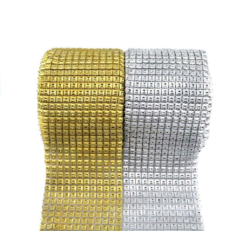 Plastic Bling Rhinestone Diamond Mesh Ribbon Wrap Pyramid Wrap  for Wedding Cake Vase Decorations Party Supplies 60Ft