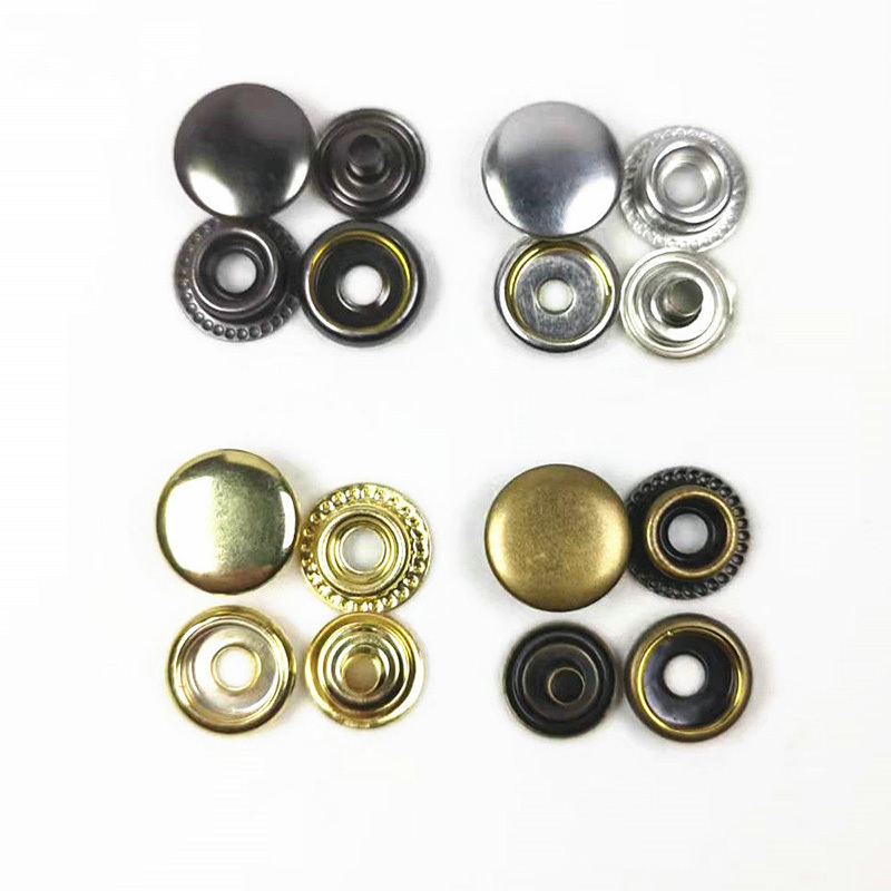 Snap Button 12.5mm Metal Jeans 15mm Steel Buttons Snap Button Customized For Leather Cloth Bags Jackets Snap 4 Parts Snap Button