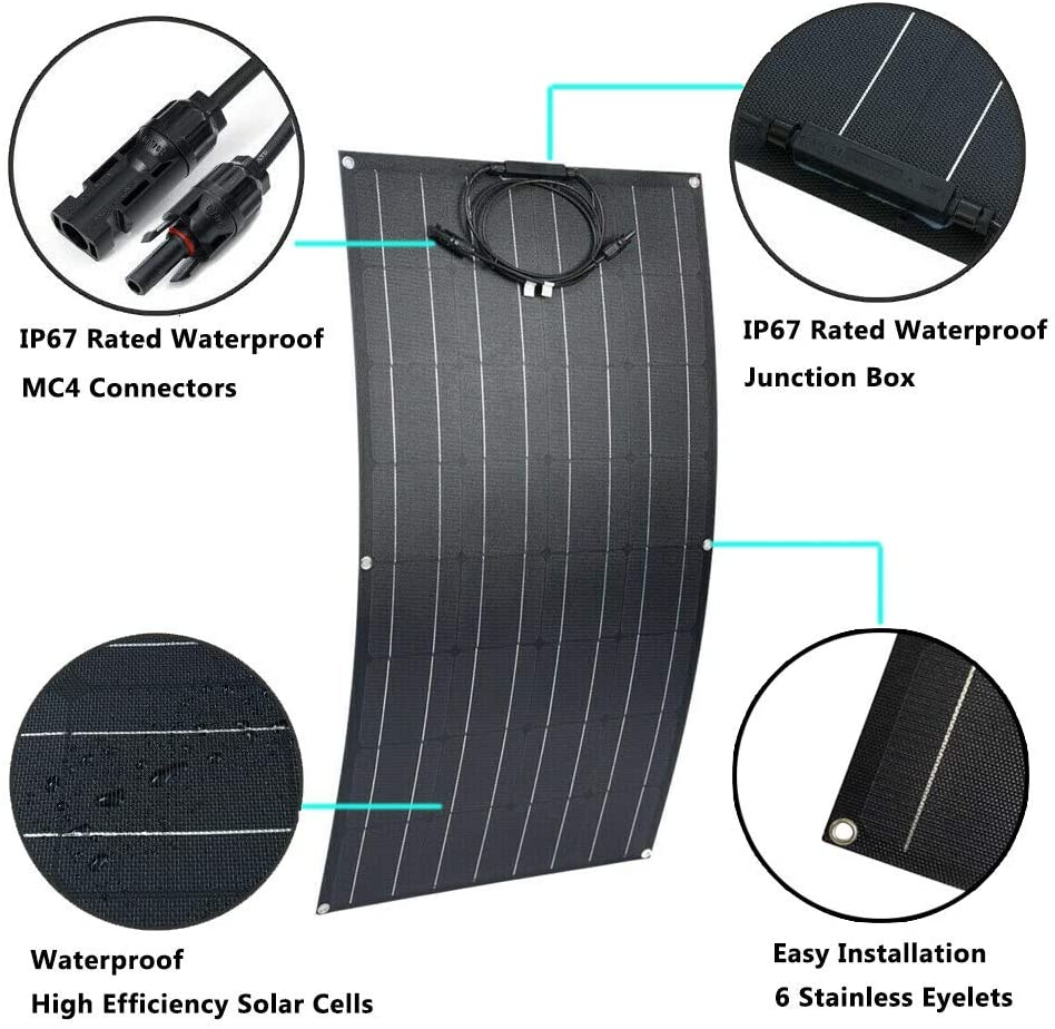 Oem Customize High Efficiency 50W 100W 120W 150W 200W 275W 300W Semi Solar Flexible Panel Kit For 5V 12V Battery