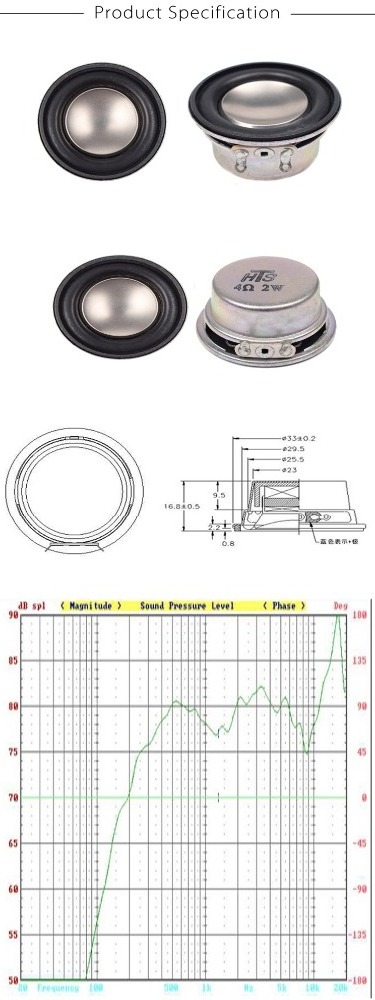 mini 4ohm 2w passive speaker driver 33mm titanium