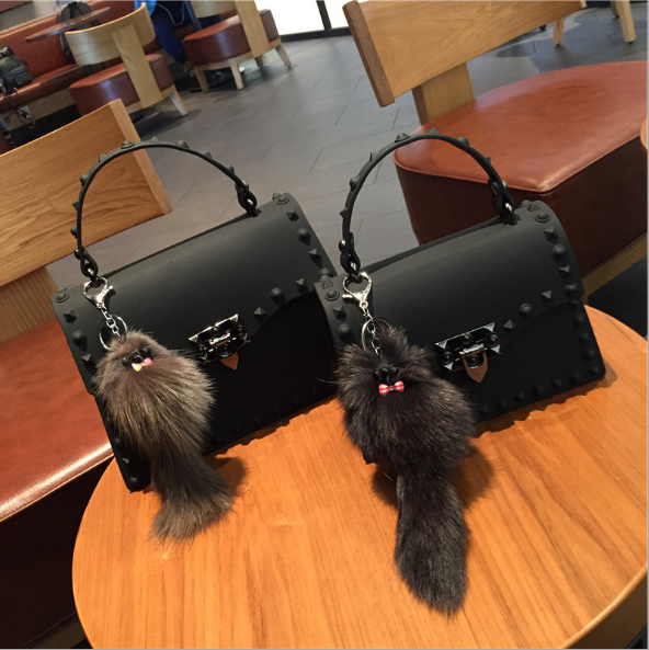 new design large capacity rivet handbag wholesale  pvc jelly rivet ladies bag solid color fashion women handbags