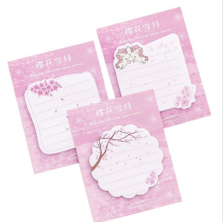 Pink Animal Sakura Flower Sticky Notes Notepad Unicorn Flamingo Memo Paper School Office Supply