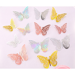 12 Pcs 3D Sticker Decoration Paper Butterfly Decorative Stickers Sheets DIY Wall Butterfly Decoration Background Wall Decal