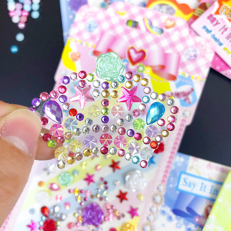 22 Designs Beautiful Self adhesive acrylic crystal diamond rhinestone gem label sticker Decorative & Decals Stickers